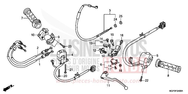 LEVIER DE GUIDON/COMMUTATEUR/CABLE von CBR1000RR "Fireblade" VIBRANT ORANGE (YR250HA) von 2013